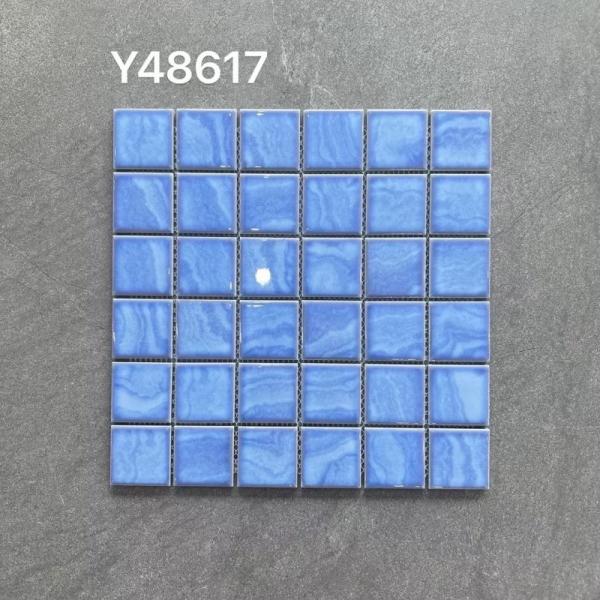 Blue Swimming Pool Mosaic Ceramic Tile Anti Slip 300x300x6mm
