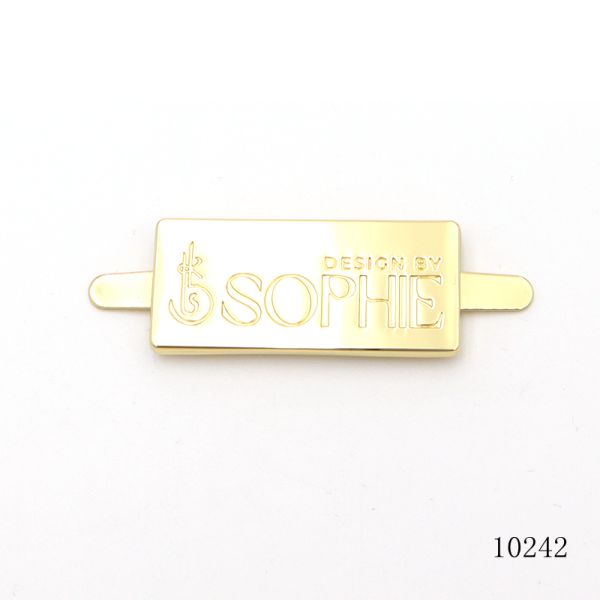 Highly Polished Metal Logo Tag Gold Bag Name Plate OEM / ODM