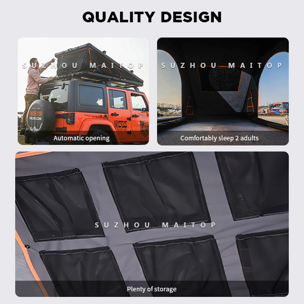 Triangle Aluminum Camping Roof Tent 1-2 Person Rooftop Tents Hard Shell