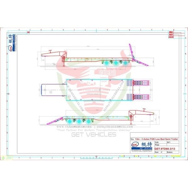 Factory Excavator Transport Semi Bed Trailer 3 Axles 60t
