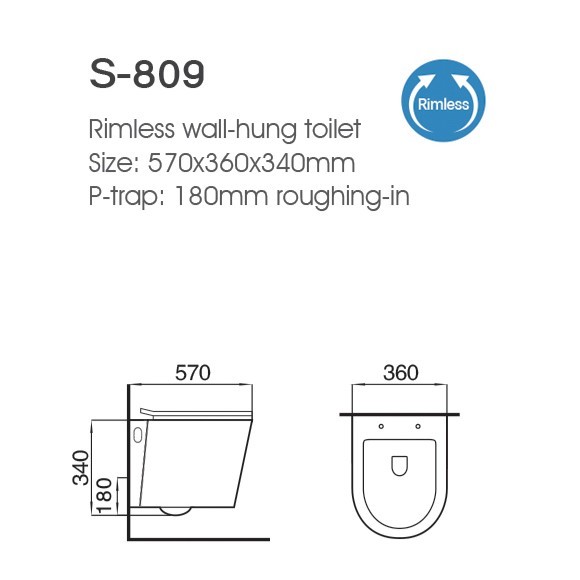 Salle de bains sans bordure suspendue au mur en céramique avec citerne cachée