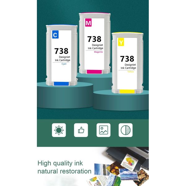 Betcolor 8 for Ink for 8 BK C M Y Works for DesignJet T850 T950 Wide Format Printers (300ml) Re-Manufactured Water-based for Ink