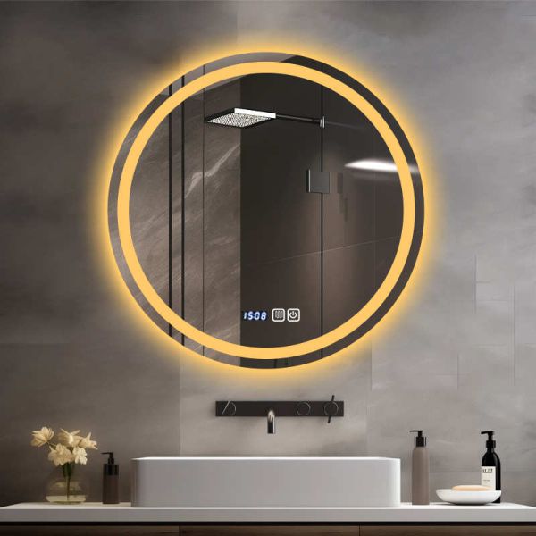 Modern Anti-Fog LED Light Touch Switch Wall-Mounted Luxury Mirror for Bathroom Decoration for Hotels Apartments Villas IP44