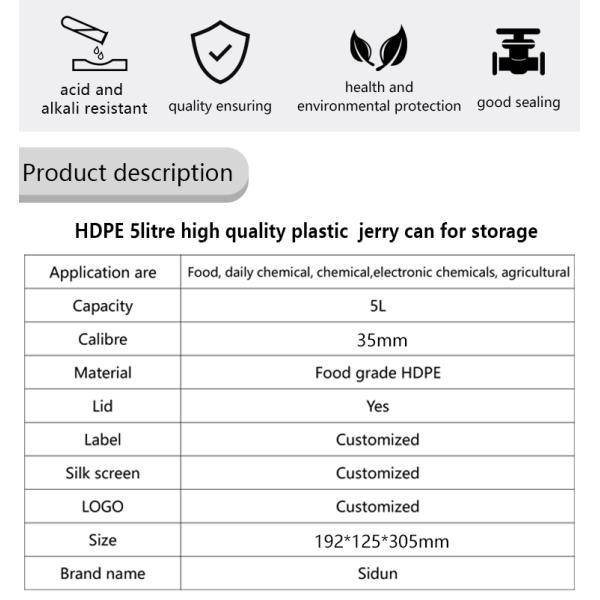 Agricultural 35mm Plastic Empty 5l Containers With Screw Lid