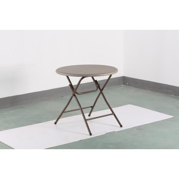 31.5 Inches Plastic Folding Tables Rustproof Steel Legs Natural aRattan Color