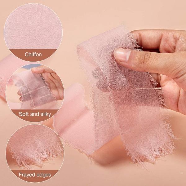 Organza Fabric Type Handmade Frayed Edged Chiffon Silk Ribbon for Wedding Invitations