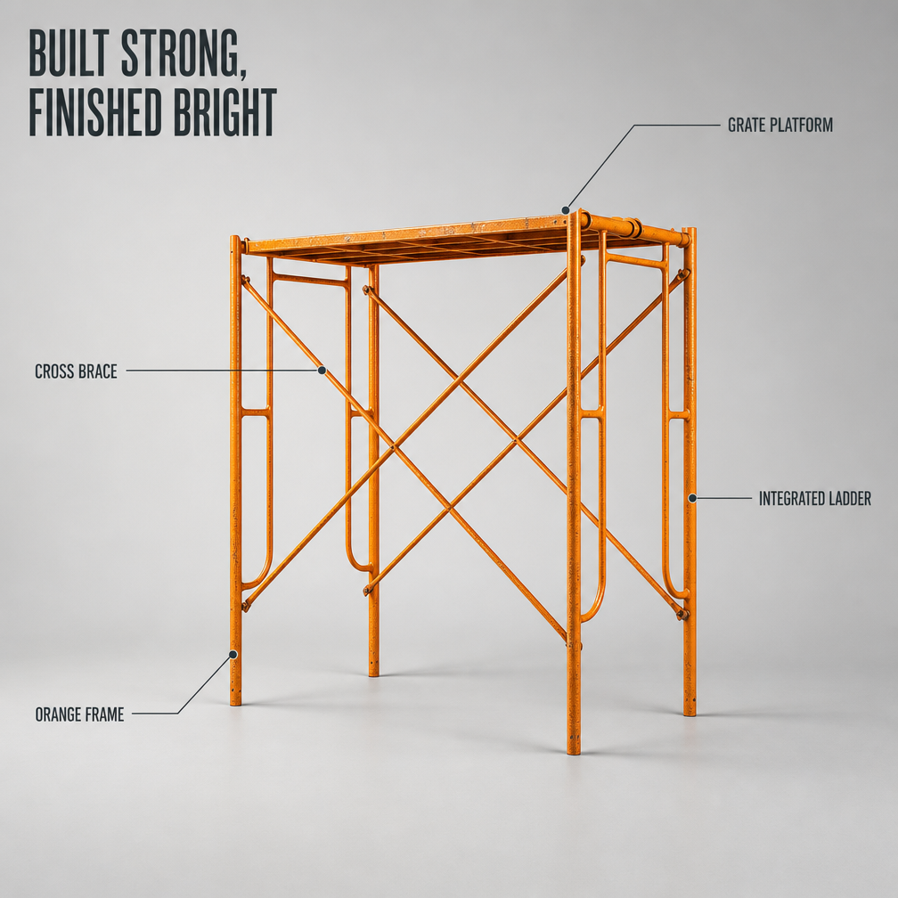 Galvanized Steel Frame Scaffolding Set with Integrated Ladder and Grate Platform for Construction