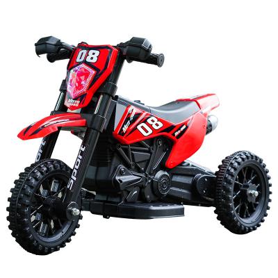 Crianças de plástico montam carro moto elétrica com música vermelho azul branco para crianças