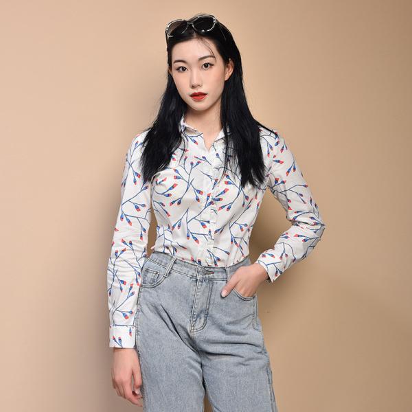 100% Cotton Stockpapa Womens Casual Print Shirts