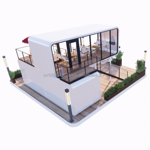 Cuadro de estructura de acero Soldado 20 pies Lujo casas prefabricadas portátiles con color personalizado para la comida tienda de café de la calle