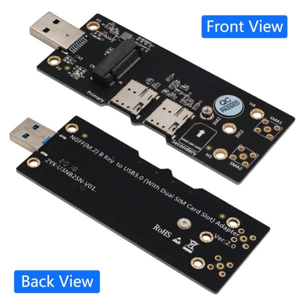 NGFF (M.2) к переходнику USB 3,0 с двойным NANO слотом SIM-карты для модуля 3G/4G/5G