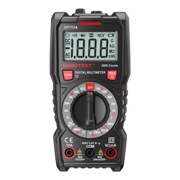 Black Automatic Digital Multimeter 200mV/2V/20V/200V/600V 10A AC DC Resistance