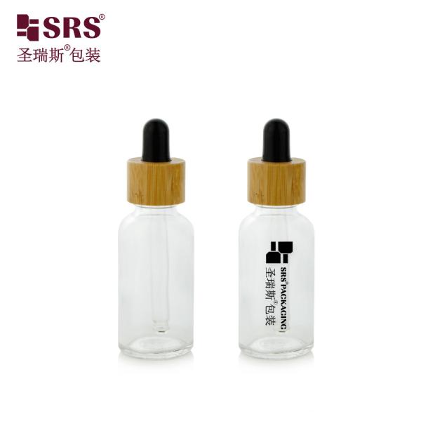 1 OZ Vazio Óleo essencial de vidro transparente e transparente de luxo Bamboo