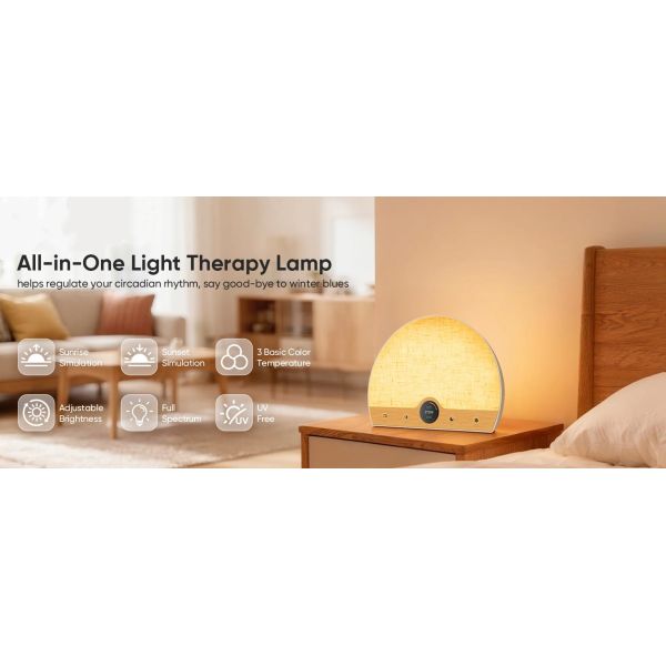 IP20 Wake Up Light Therapy Lamp 10000 Lux Sunrise Light Clocks 2 In 1