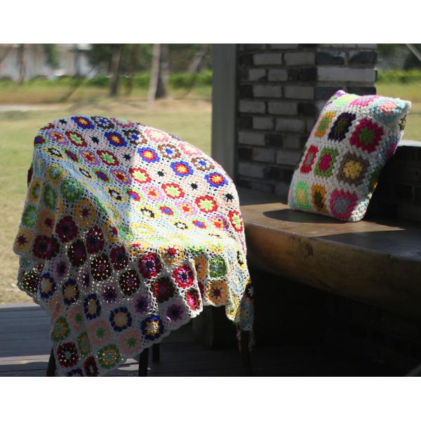Y-Z Custom Large 120*120 Vintage Floral Afghan Blanket Living Room Modern Style Granny Crochet Daisy Flower Lap Yoga Sofa Throw