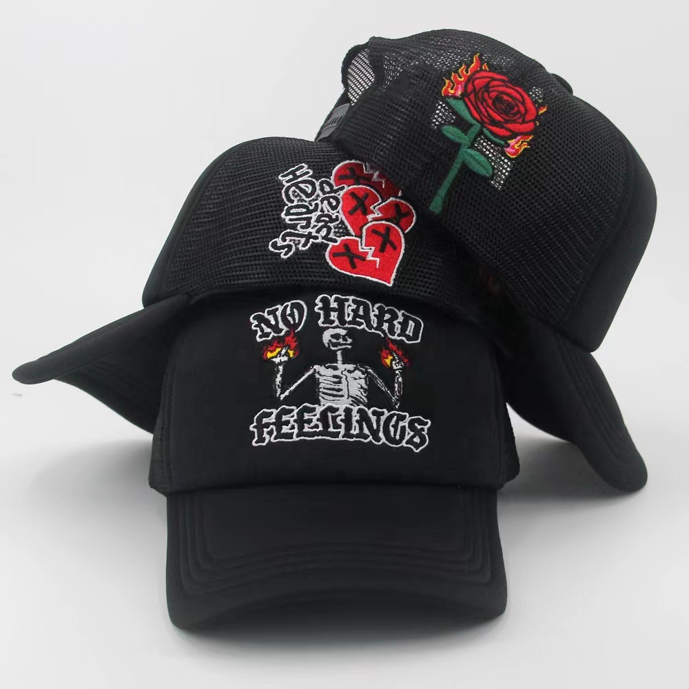 Foam 5 Panels Custom Embroidery Trucker Hats Snap Snapback Cap Breathable