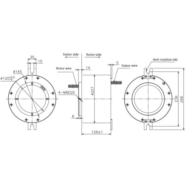 Large Inner Bore 120mm Industrial Slip Ring Stainless Steel Housing