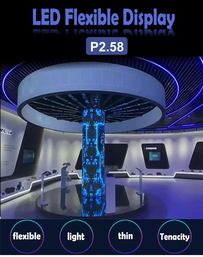P2.5 Круглая колонна Гибкий изогнутый светодиодный дисплей 320x160 мм