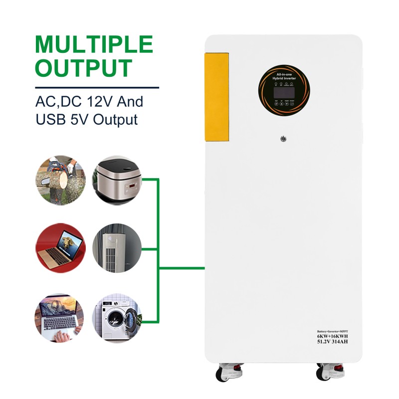 6KW&16kWh  All‑in‑One Off‑Grid Solar Energy Storage System LiFePO4 Battery Built‑in Inverter 230VAC