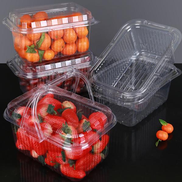 Fruit Organizer, Degradable Transparent Plastic Fruit Box Packaging With Handle, fruit box, vegetable box