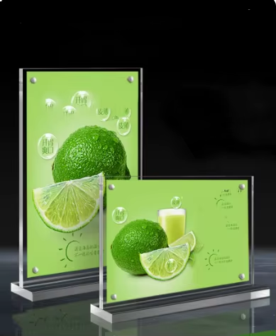 Acrylic Picture Frame Holder Double Sided Transparent T Shaped Table Pull Out Plexiglass Sign Holders