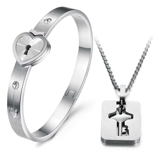 Tagor Jewellery Super Quality 316L Stainless Steel couple Bracelet Bangle TYGB063