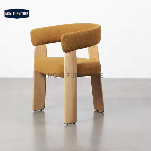 Moyi Ash Solid Wood Low-back Arm Dining Chair