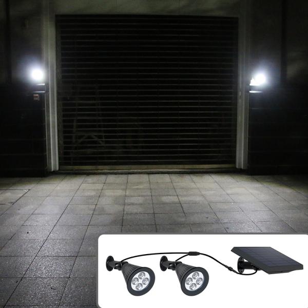 Outdoor Landscapes ABS Double Head Solar Power Garden Light with 2- and Wire Security