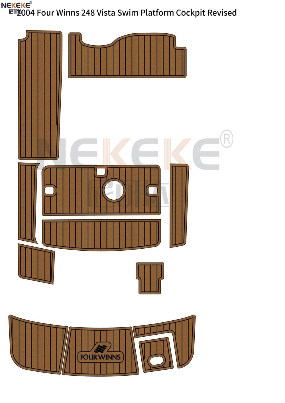 2004 Four Winns 248 Vista Swim Platform Cockpit EVA Faux Teak Deck Flooring Marine Mat Pad