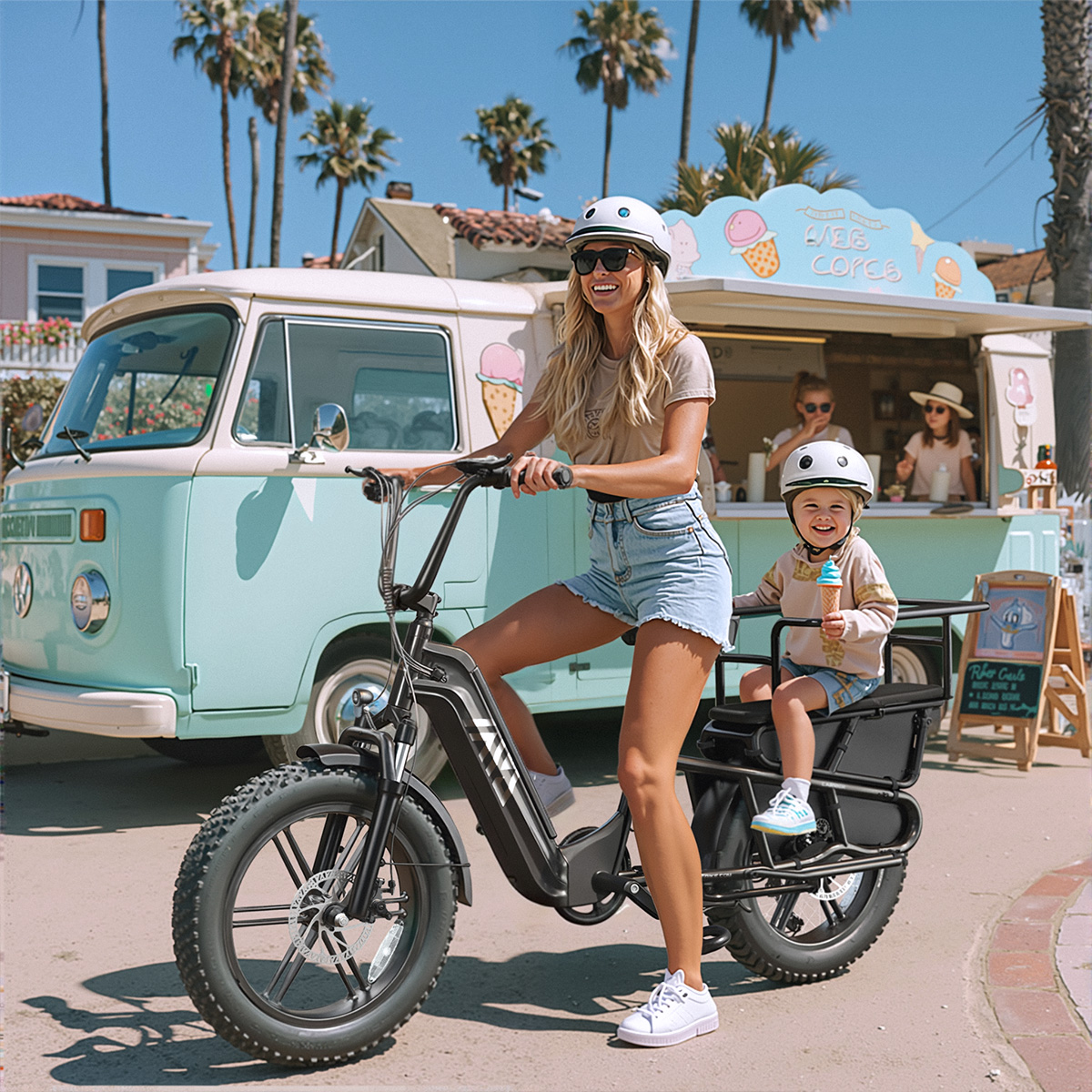 Safe Cargo E-bike 20inch Electric Cargo Bike 3.0 Fat Tire Bike 250W Front Suspension Electric Bike Moped-style Family Bike