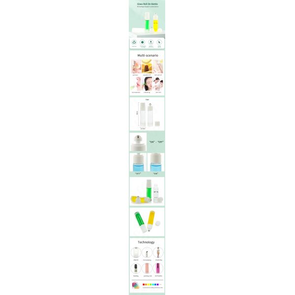 BLPB 15ml Molded Thick Wall Glass Roller Ball Bottle With Switch For Essential Oil