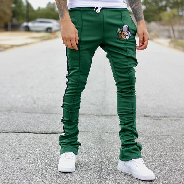 OEM Custom Embroidery Impresión Logo Slim Fit 100 algodón Peso pesado empilado pantalones de sudor abultados Pantalón de pista Pantalones de sudor hombres