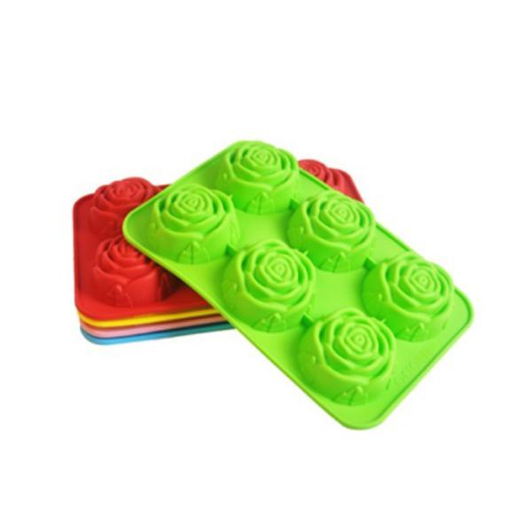Silicone manufacturer Silicone baking tools 6 cups rose flower shaped silicone mold SB-010