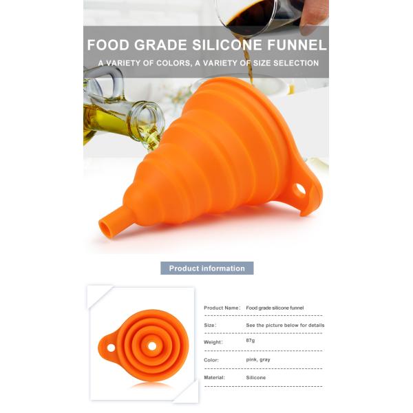 Portable Flexible Silicone Collapsible Kitchen Funnel For Liquid Transfer