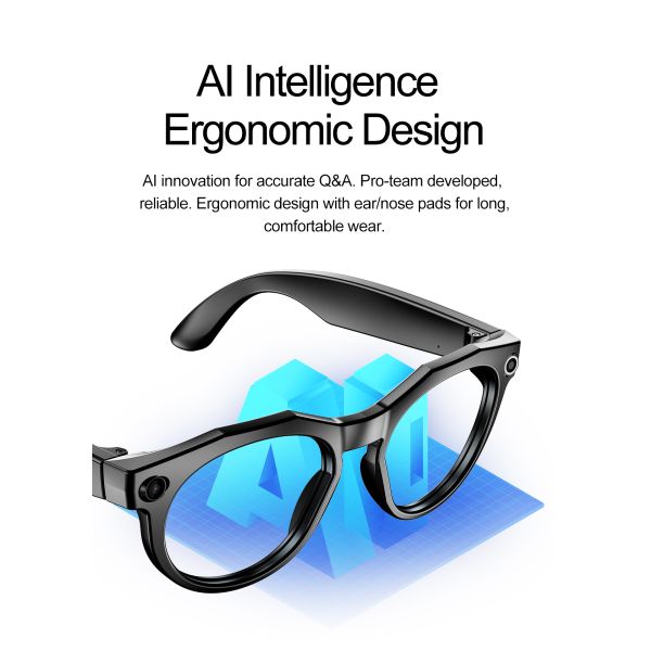 Photochromic Smart Glasses W611 Pro Auto-Tinting Lenses 8MP Camera AI Voice Assistant WiFi 1080P Video IP66 Waterproof Magnetic