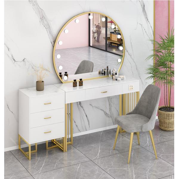 Nordic Standing Hollywood Mirror And Desk Dressing Table With Drawers