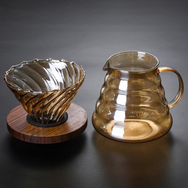 Brown Borosilicate Glass Pour over Coffee Machine with Transparent Dripper and Pot Set
