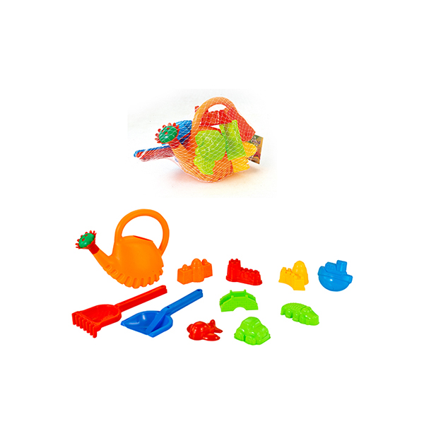 18 Pcs Plastic Beach Trolley Cart Children's Play Toys W / Bucket Spade Shovel