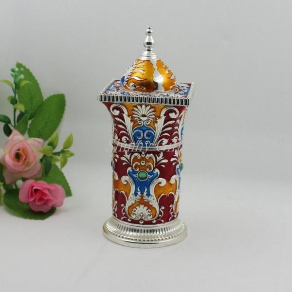 Shinny Gifts Vintage Metal Marble Pillar Toothpick Holder For Appetizers