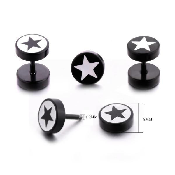 Korean fashion jewelry shinny round shaped white star studs earrings