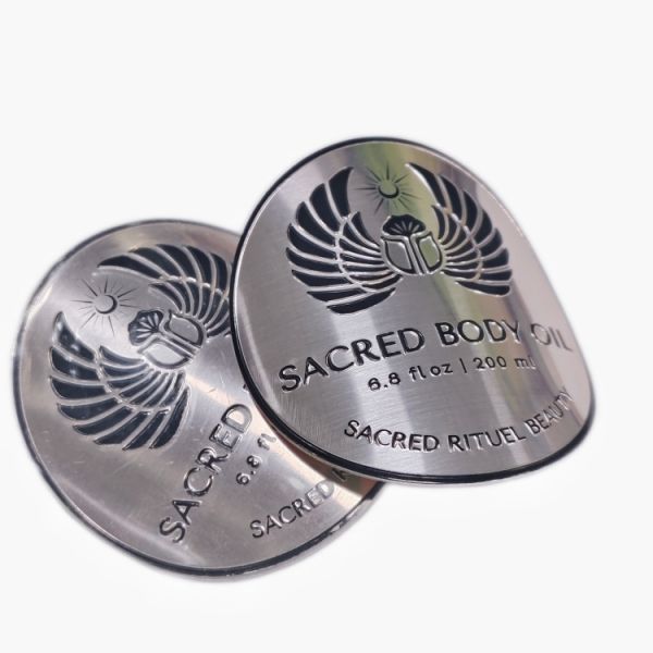 Customized Metal Logo Label Gold / Rose Gold Embossed Metal Label