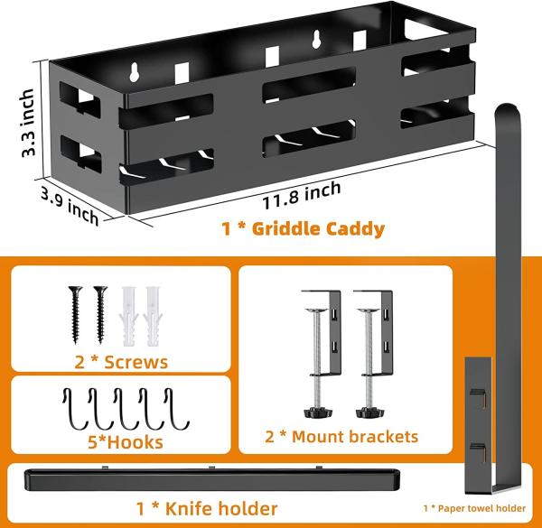 Montador de pinças 28/36 Grill Griddle Caddy com porta-toalhas de papel