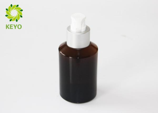 Amber Glass Essential Oil Bottles , 100ml Slanted Shoulder Serum Bottle With Pump