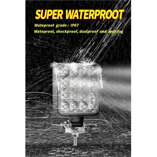 48W Square Vehicle LED Work Lights Bright 16 Leds Car Led Worklight