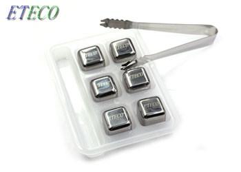 Silver Reusable Stainless Steel Ice Cubes For Whiskey Wine Beverage Sextuplet