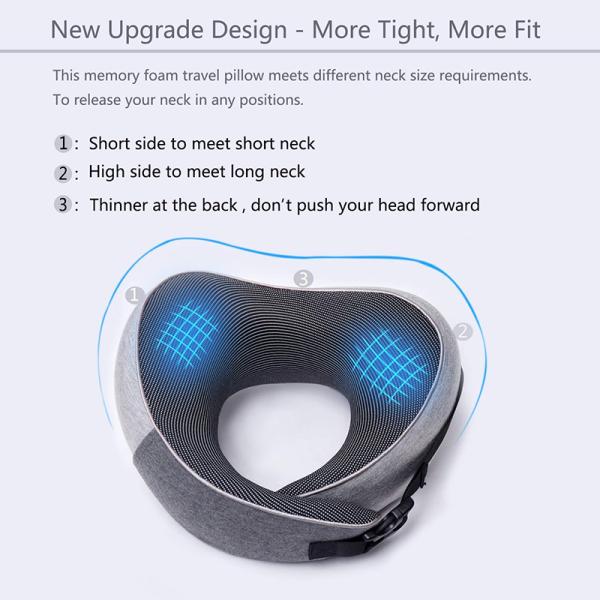 500TC U-Shape Memory Foam Neck Support Pillow with Pocket and 100% Cotton Pillowcase