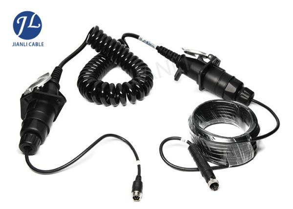 Vehicle Car Reverse Camera Cable , 7 Pole Spring Truck Trailer Backup Camera Cable