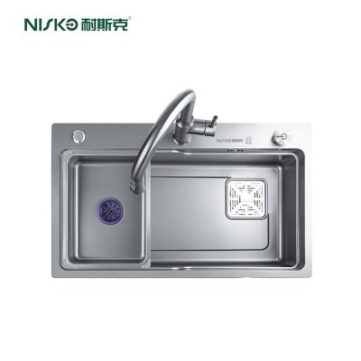 Pull Out Spray Faucet Double Bowl Sink With Kitchen Washing Basin Drain Baskets