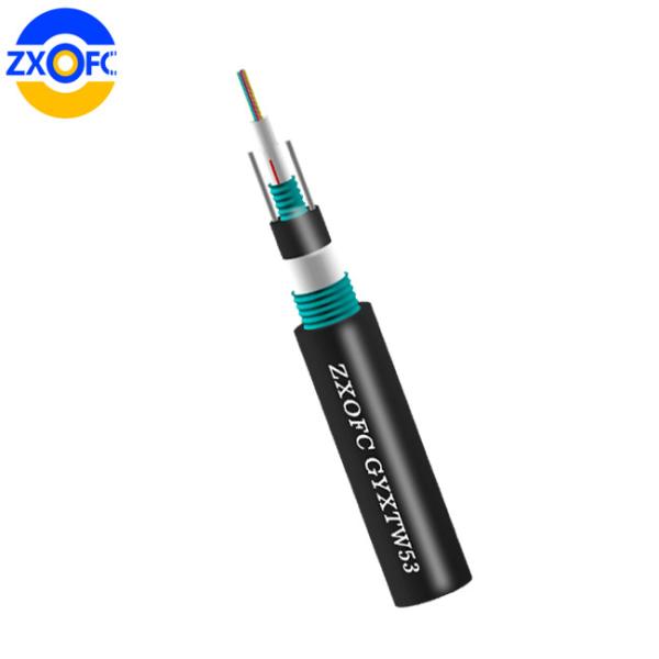 4 Core Direct Burial Fiber Optic Cable , GYXTW53 Double Armored Fiber Optic Cable