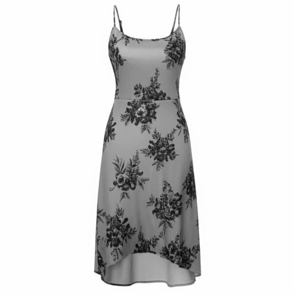 Femmes Robe irrégulière Gris Sans manches Fleur Robe décontractée